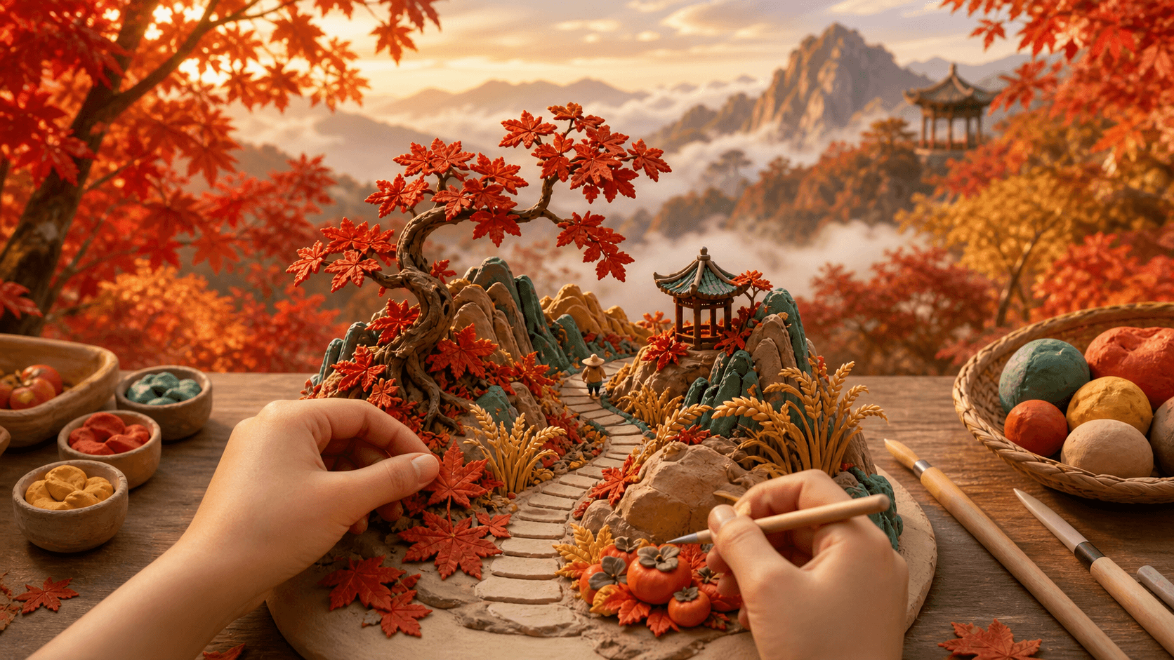 秋分之韵——彩泥中的季节变迁