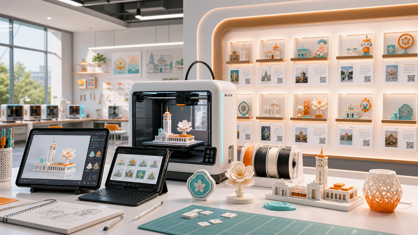 AI创意3D打印工坊教学空间与设备展示